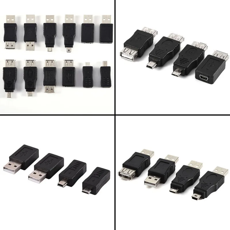 12 шт. USB 2,0 Micro/Mini USB штекер-Женский адаптер для передачи данных Конвертер Разъем для портативных ПК