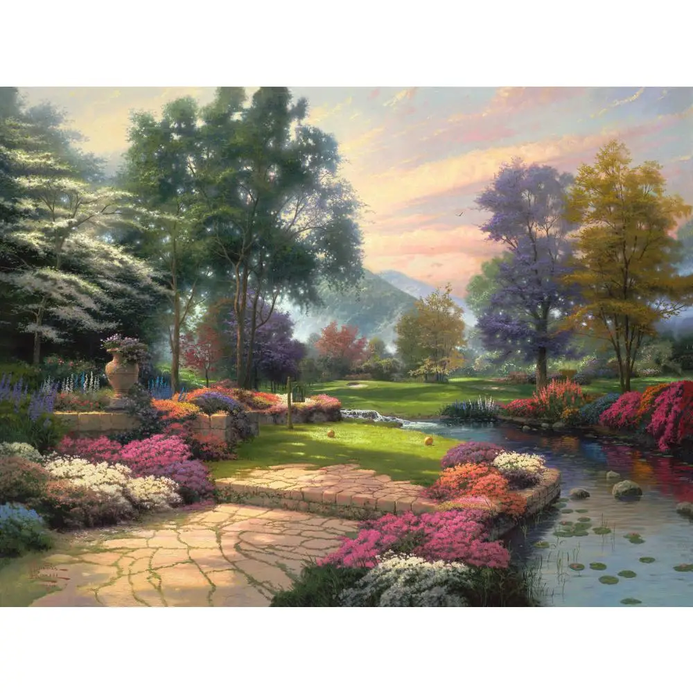 

Handmade beautiful oil paintings Garden Landscapes Living Waters - Golfers modern art on canvas for wall decor High quality