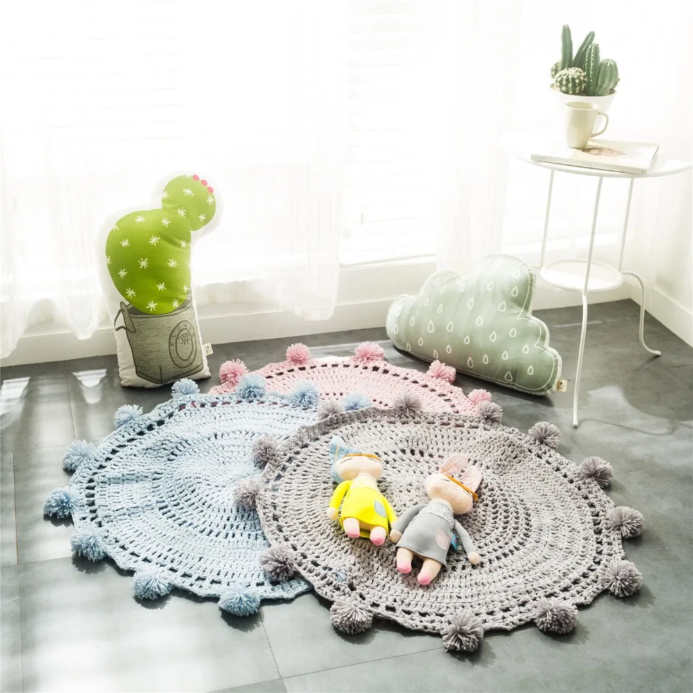 INS детские игровые коврики, вязаная повязка на руку, круглый коврик, мат, ползающее одеяло, напольный ковер, игрушки, украшение детской комнаты