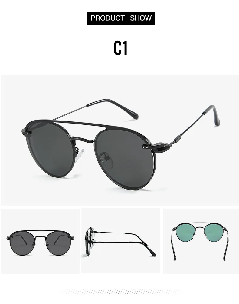 Качественный набор для женщин и мужчин, зеркальные металлические круглые оптические очки для близорукости, оправа с магнитом, поляризованные солнцезащитные очки с зажимом в коробке FML - Цвет линз: c1