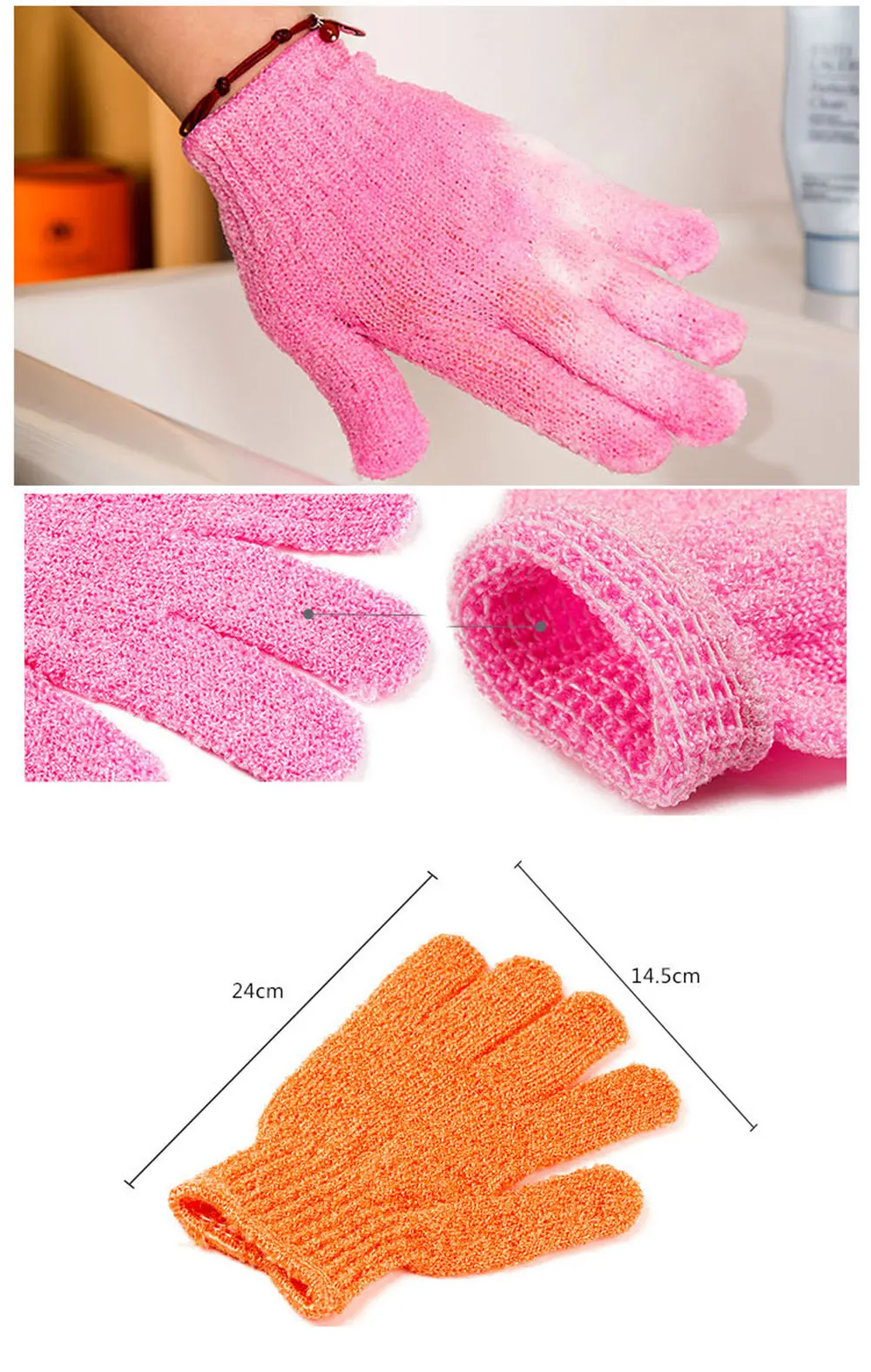 1 x Новые Цветные рукавицы для душа отшелушивающие мытье кожи спа-перчатки для ванны пенопластовая Ванна противоскользящие массажные очищающие скраббер для тела