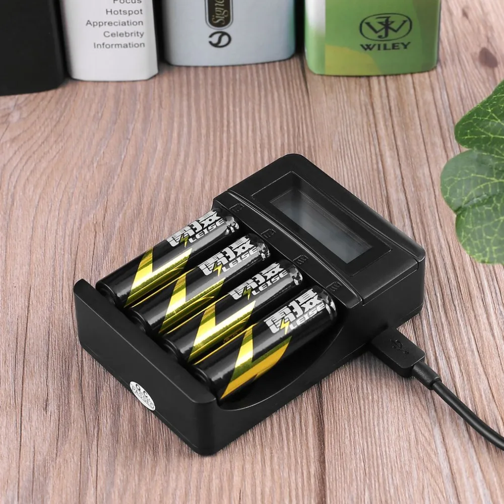 AA2500mAh аккумуляторная батарея 4 шт. 2A 1,2 V nimh с зарядным устройством 4 слота ЖК-дисплей USB разъем для 2A 3A NiCd Ni-MH