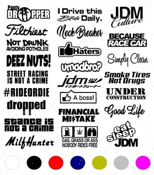 

For 1Set JDM 10 RANDOM STICKERS CAR DECAL PACK LOT TUNER FUNNY LOW TYPE R EURO JDM BOOST Car Styling