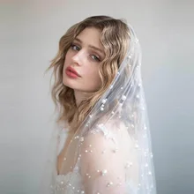 Фата с бисером перламутровая белая слоновая кость свадебная фата Velo Para Novia один слой кончик пальца вуаль горячие свадебные аксессуары