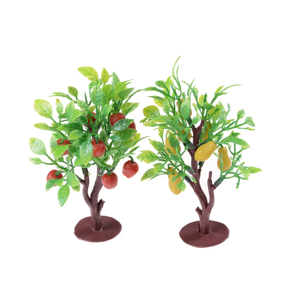 

2pcs 10cm Fruit Tree Model Railway Park Layout Scenery Dollhouse Decor