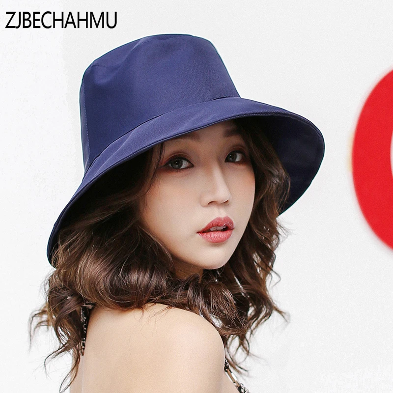 ZJBECHAMU Hats Fashion Vintage Elegant Solid Polyester Sun Hat Hot Sale