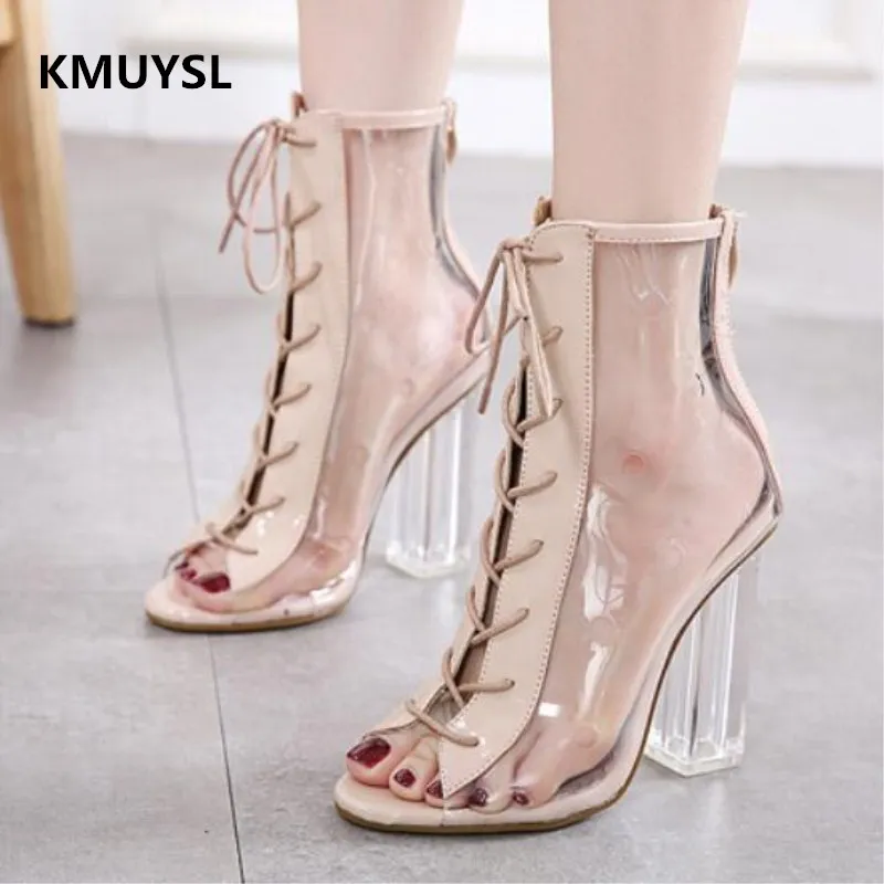 

2018 new crystal with sandals thick high-heeled women's high-heeled sandals Y2009