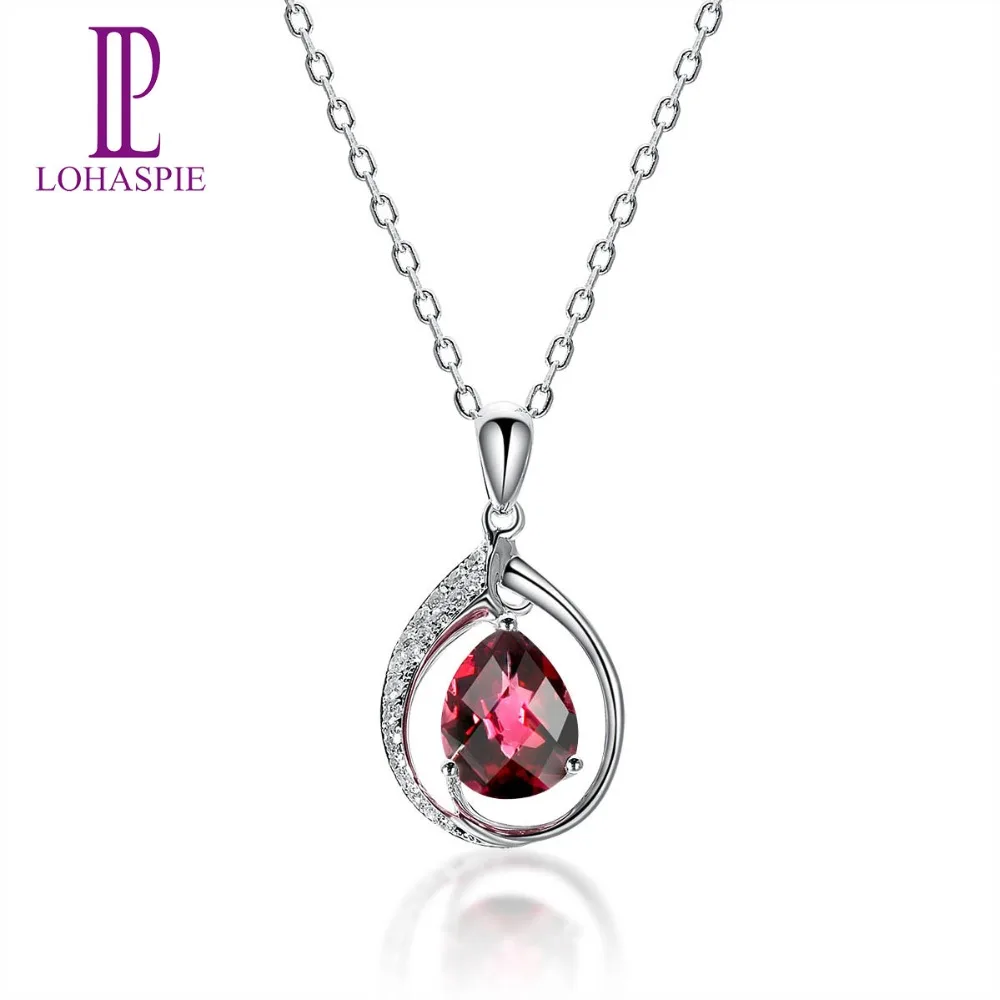 

Lohaspie Diamond-Jewelry 1.86ct Natural Rhodolite Garnet Gemstone Solid 14K White Gold Pendant Fine Stone Jewelry For Gift New