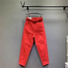 Прямой максимальной длины джинсы с высокой талией женские молнии Карманы Кнопка Fly уличная обычный смягчитель винтажный поцарапанный