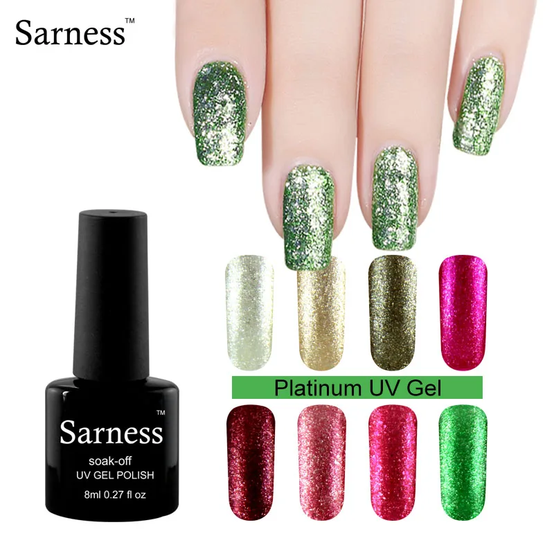 Sarness Shiny Platinum Nail Gel Polish Soak Off Glitter Gel Varnish