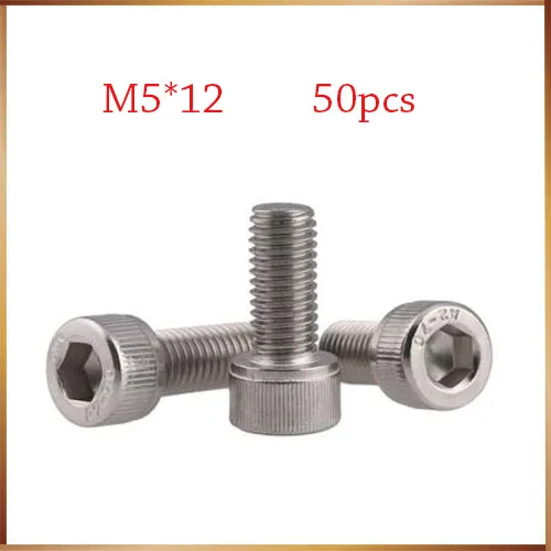 Винты M5 болт m5 50 шт./лот Метрическая резьба DIN912 M5x12 мм * 12 304 болты с шестигранной