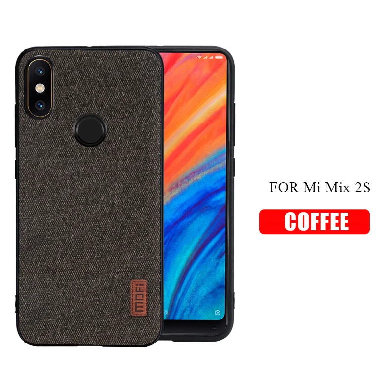 Coffee for mix 2s Чехол для mi mix 2 s, чехол MOFI для Xiaomi Mi Mix 2, задний тканевый бизнес-чехол для mi mix2s, мягкий силиконовый край, полный Чехол, 5,99 дюймов - Цвет: Coffee for mix 2s