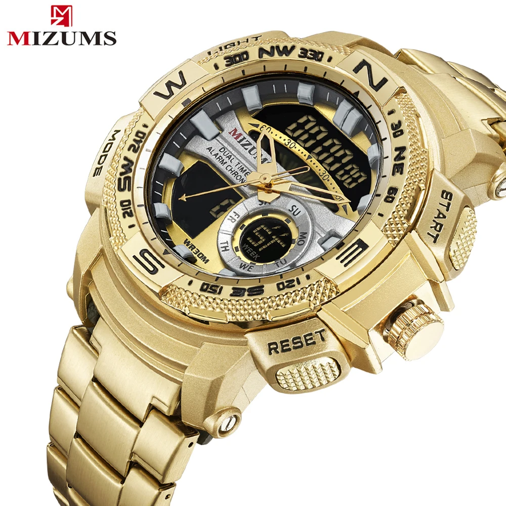 Cena Mizums męskie analogowe wojskowe sportowe cyfrowe zegarki kwarcowe wodoodporna marka luksusowe męskie Wrist Watch mężczyźni Relogio Dourado Masculino
