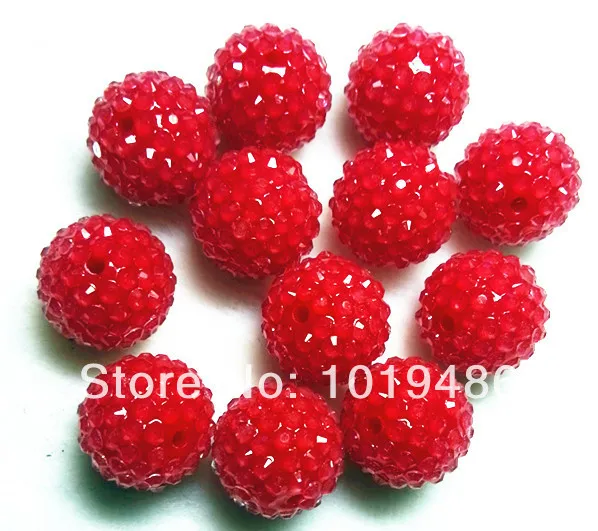 

Red color 100pcs /lot 20MM Neon effect transparent Resin Rhinestone Ball chunky Beads for Chunky Necklace Jewelry