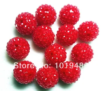 

Red color 100pcs /lot 20MM Neon effect transparent Resin Rhinestone Ball chunky Beads for Chunky Necklace Jewelry