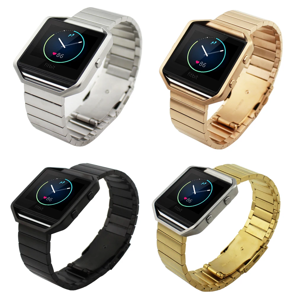 Silver black Golden font b Luxury b font Metal Stainless Steel Bracelet Strap For Fitbit Blaze