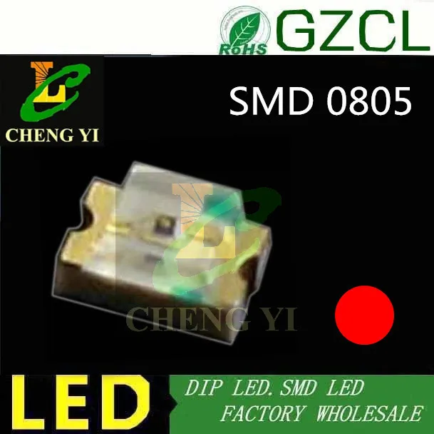 (CE&Rosh)0805 packaging LED RED SMD CHIP DIODE 625 630nm 1.7 2.2V ...