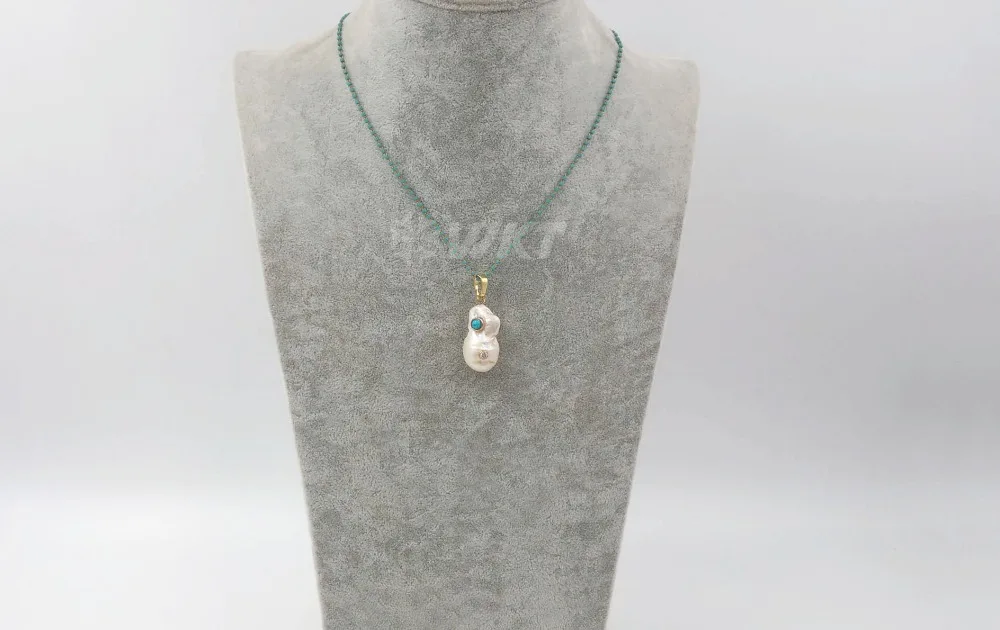WT-JN091, натуральный жемчуг в стиле барокко, стразы, подвеска с цветным драгоценным камнем, ожерелье из бисера, женское модное ювелирное изделие