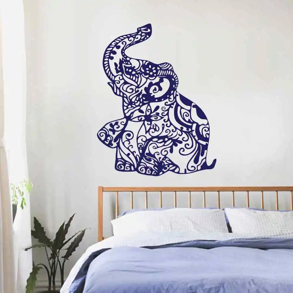 Elephant Wall Decal Stickers Floral Patterns Yoga Decals Indie Wall Art Boho Bedding Nursery