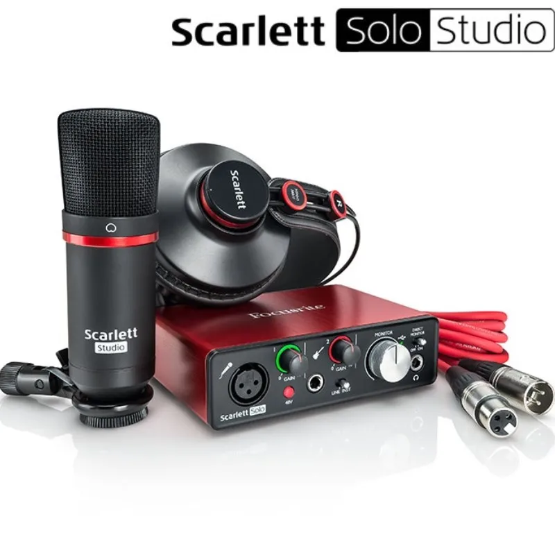 Focusrite Scarlett Solo Studio(2nd Gen) USB Запись Звуковая карта гарнитура Набор аудио интерфейс студийный пакет включает CM25 и HP60