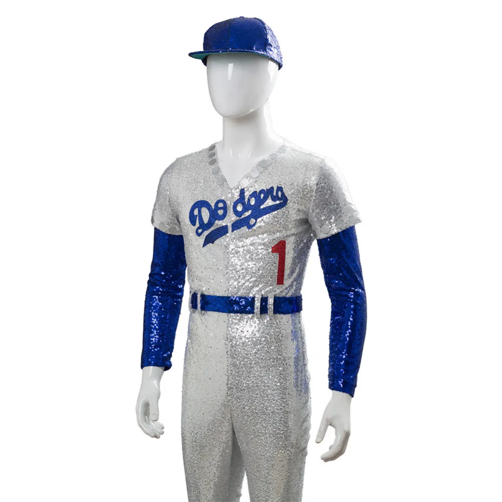 Rocketman Elton John Dodgers костюм для косплея бейсбольная форма комбинезон кепка полный комплект для взрослых мальчиков мужской карнавальный костюм на Хэллоуин