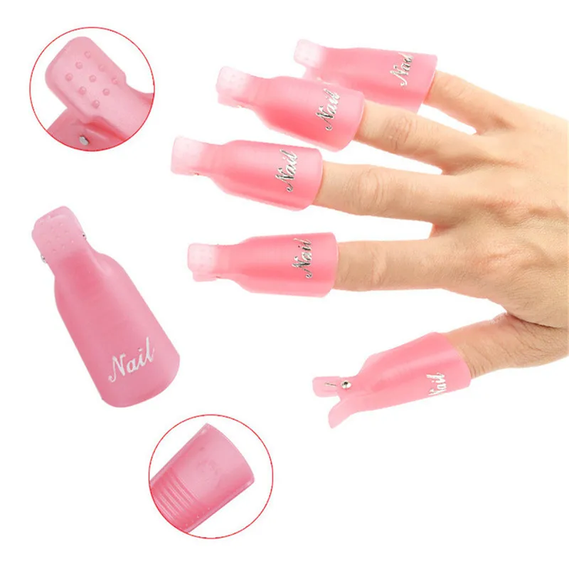 10PCS Nail Gel Polish Remove Soaker Caps Soak Off Nail gel Plastic Nail