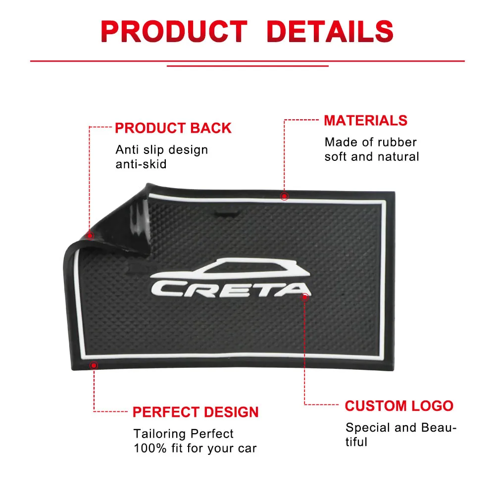 For Hyundai Creta IX25 2017 2018 2019 Accessories Rubber Mat Door mat anti-slip Cup Pad Interior Decoration Car Styling