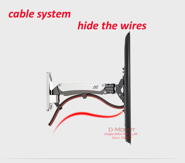 NB двойной длинные arm50-60 "14-23 кг воздуха давление газа весна F400 полный motion монитор Настенный кронштейн ЖК-Телевизор с плазменным экраном