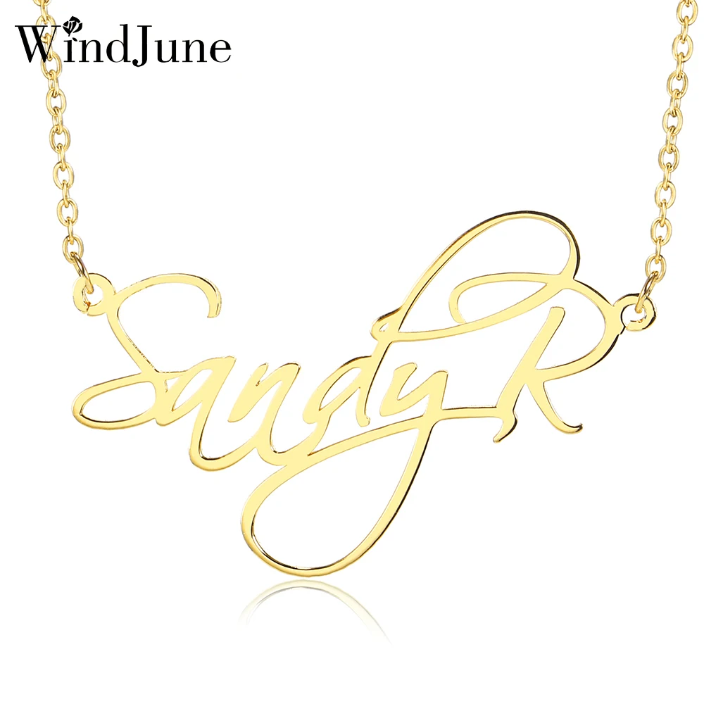 WindJune стальное индивидуальное именное ожерелье для женщин заказное ювелирное