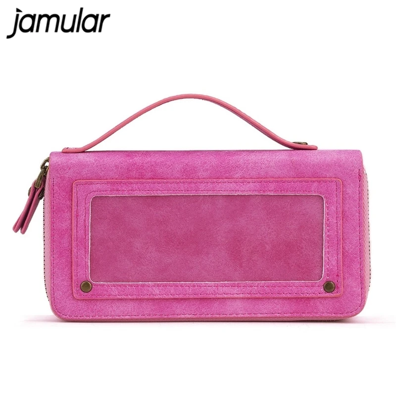 

JAMULAR Double Zipper Handbag For iPhone XS MAX X XR 7 8 6 6s Plus Cowhide Leather Wallet Case For Samsung S9 Note 9 8 S8 Coque