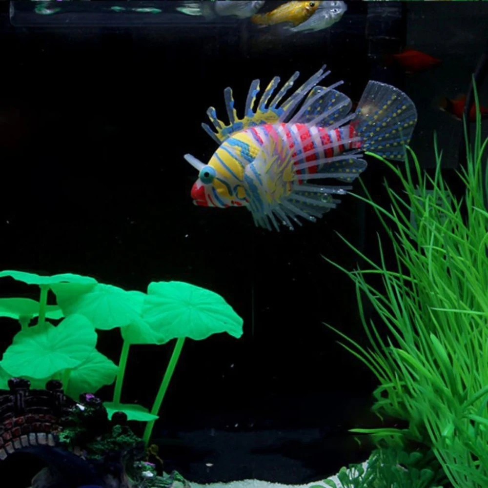 Светящиеся искусственные аквариумные рыбки Lionfish украшение для аквариума мини