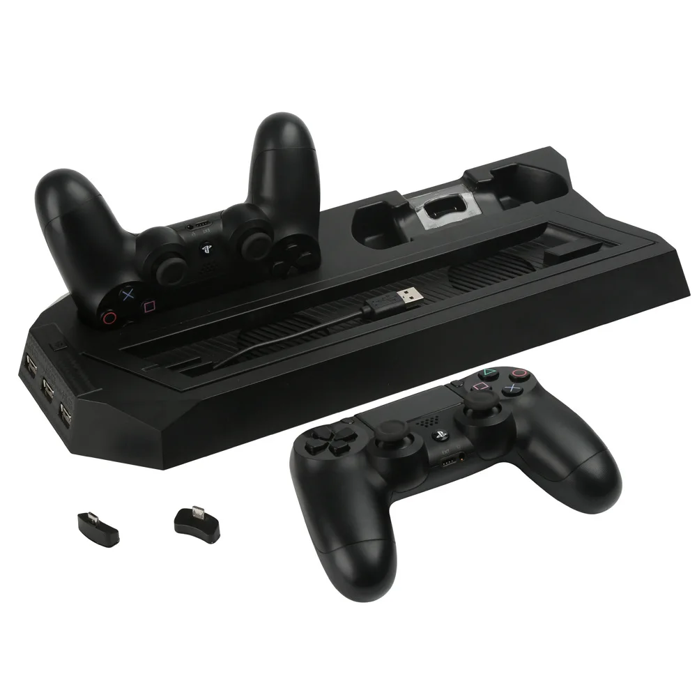  PS4 Slim/Pro Thin Charging Heat Sink Vertical Stand Cooling Fan Dual Controller Charger Dock Statio