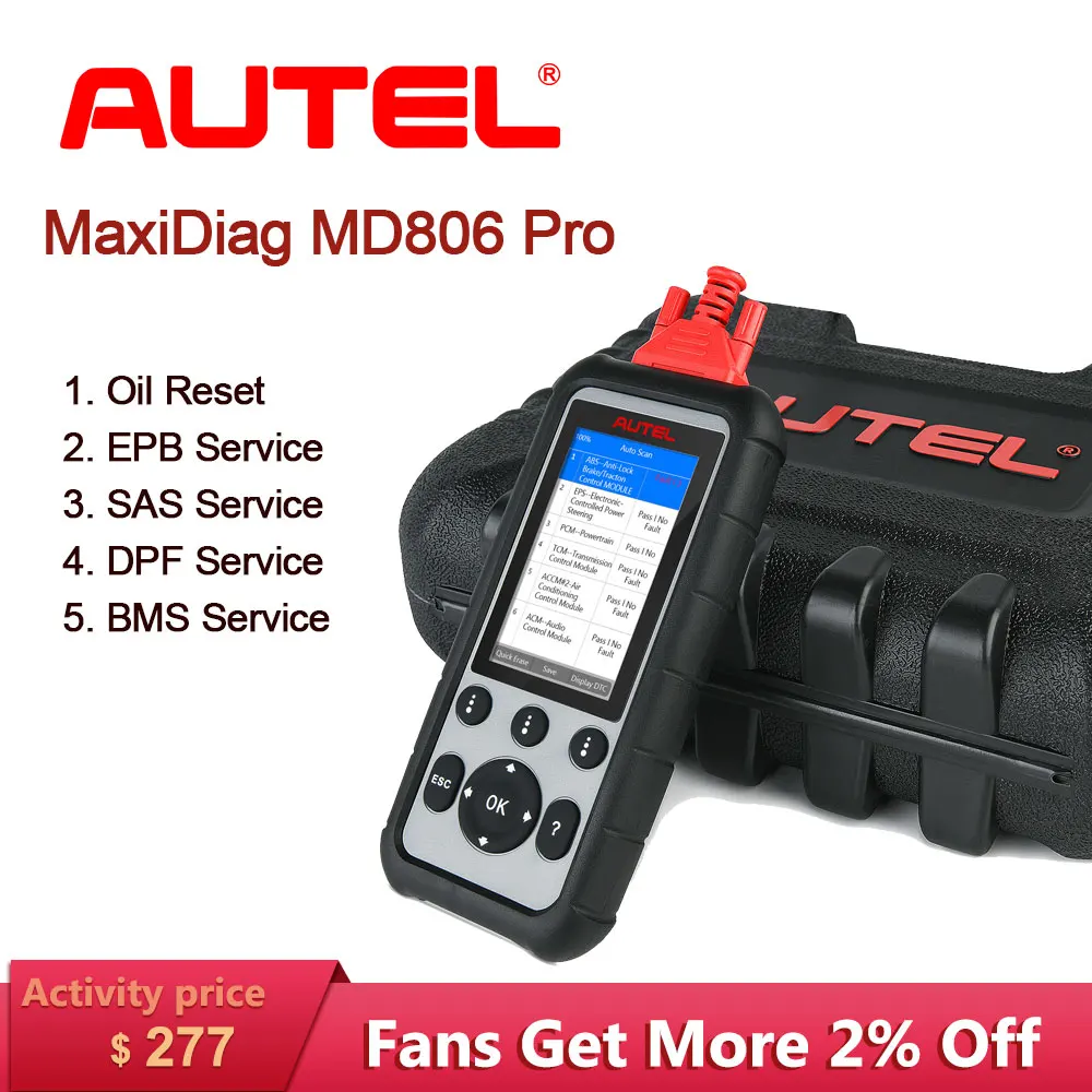 Autel MaxiDiag MD806 Pro OBD2 автомобильный диагностический инструмент считыватель кодов OBD