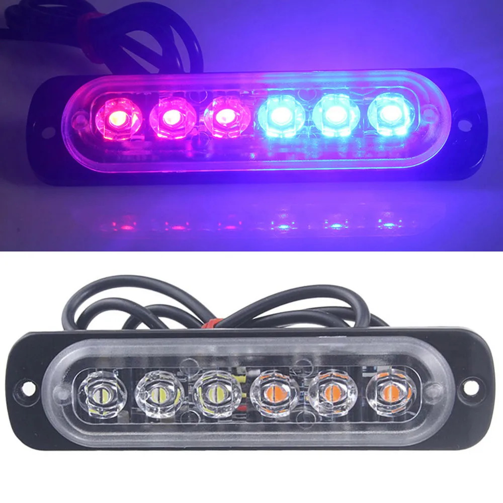 Led Car Emergency Light Amber 6 LED Car Truck Emergency Beacon Warning