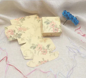 

6.5*6.5*3cm 50Pcs/ Lot Yellow Kraft Paper Party Gift Ring Package Boxes Wedding Jewelry Candy Chocolate Craft Paper Packing Box