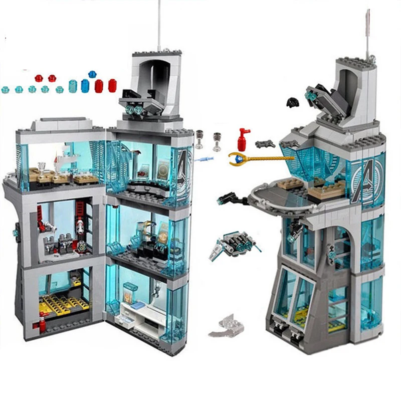 

Marvels Super Hero Endgame Iron Man Attack On Avengers Tower Model Building Blocks Toy Compatible Legoed City Avenger Brick Toys
