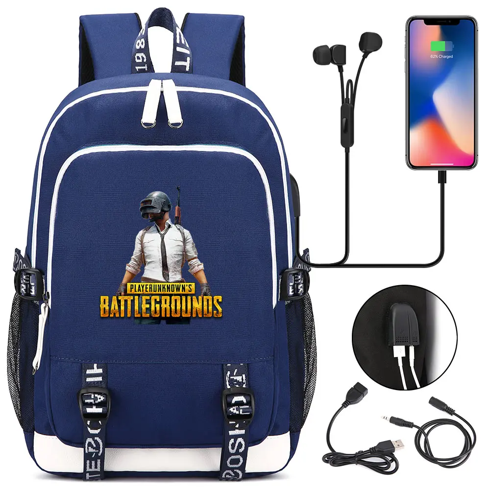 Игры PLAYERUNKNOWN'S BATTLEGROUNDS наушники USB Jack мальчик девочка школьная сумка для женщин подростков холст мужчины ноутбук рюкзак 9 - Цвет: 14
