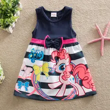 Платье принцессы с рисунком пони для девочек возрастом от 3 до 7 лет Детский костюм, одежда в полоску летнее платье для маленьких девочек, г. Красивые вечерние платья