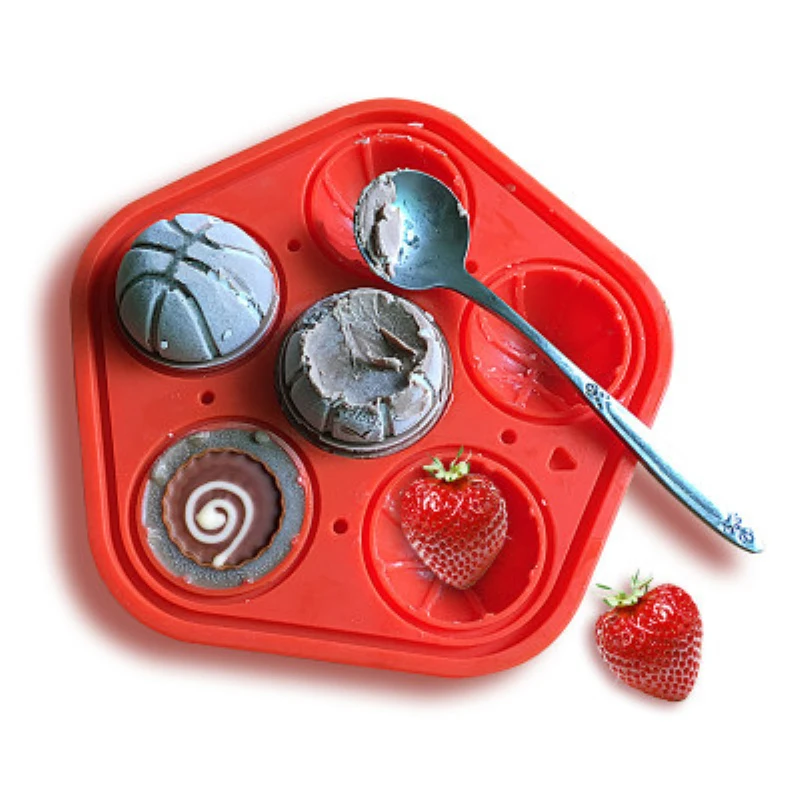 

3D 6 Grids Silicone Basketball Mold Ice Tray Frozen Molds Round Reusable Ice Ball Maker Mold Summer Kitchen Bar Ice Accessories