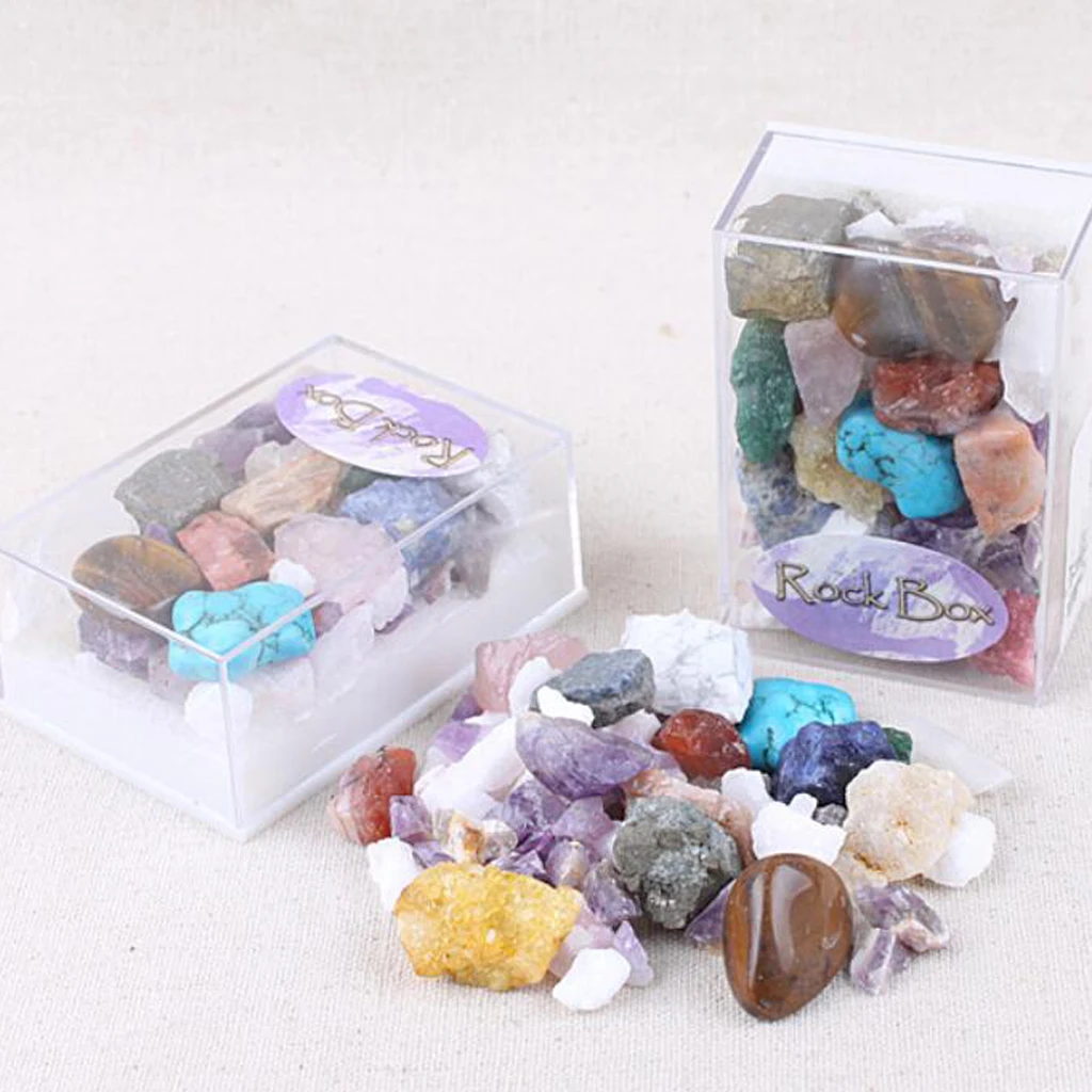 Mixed Minerals Kids Science Kit Rock and Mineral Collection in Clear Box
