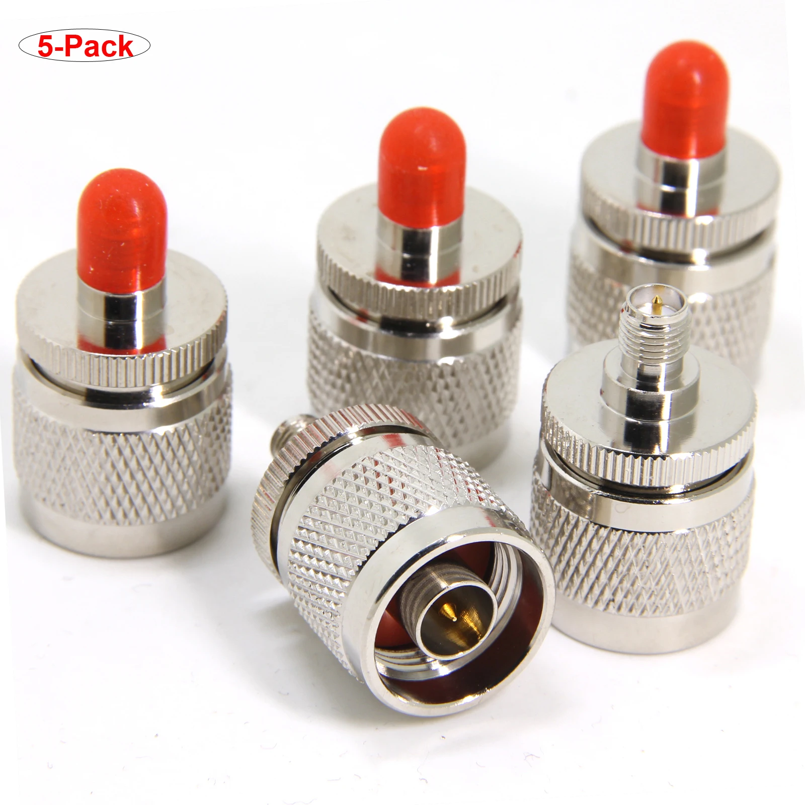 

5-Pack N-Type Male to RP-SMA Reverse Polarity Female Coaxial Cable Adapter - Cell Phone Mobile Signal Booster Repeater Amplifier