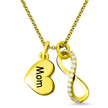 

Women's Infinity Pendant Name Necklace Custom Letter Love Heart Charm Necklaces with Crystal Gold Chain Gift for Mom Mother Lady