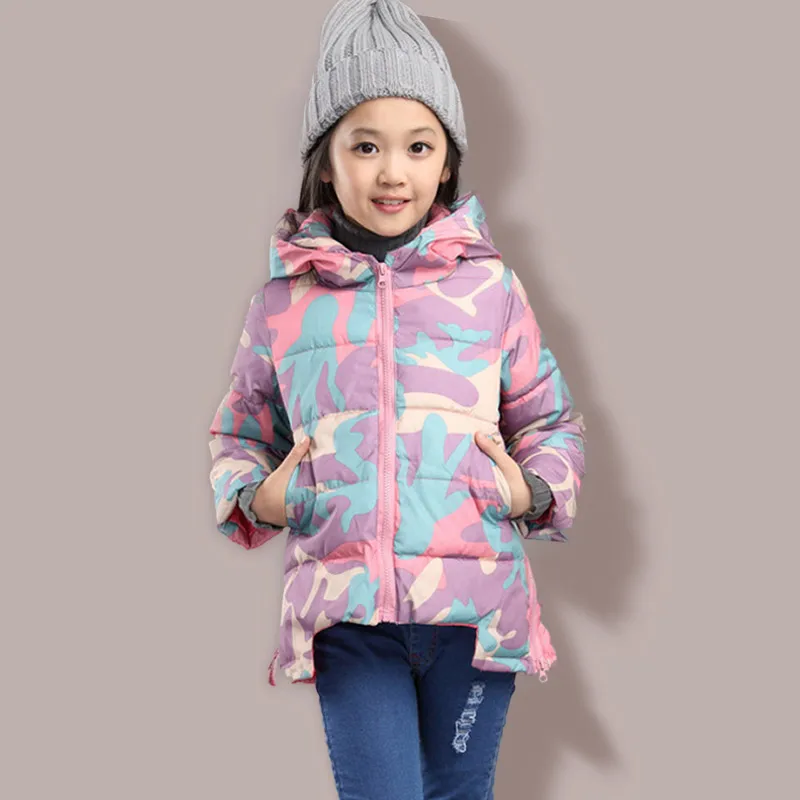 

Children Cotton Overalls Light Girl Camouflage Cotton Down Jacket For 5-10 Year