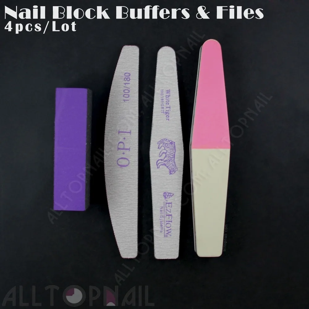 4pcs Professional Grey Sandpaper Nail File Buffer Block Sanding Block Files Buffing Polish Nails