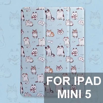Чехол для планшетов для iPad Mini 1 2 3 4 с милым котиком, чехол с подставкой для iPad Air 1 2, чехол-книжка с функцией автоматического пробуждения и сна - Цвет: For iPad mini 5