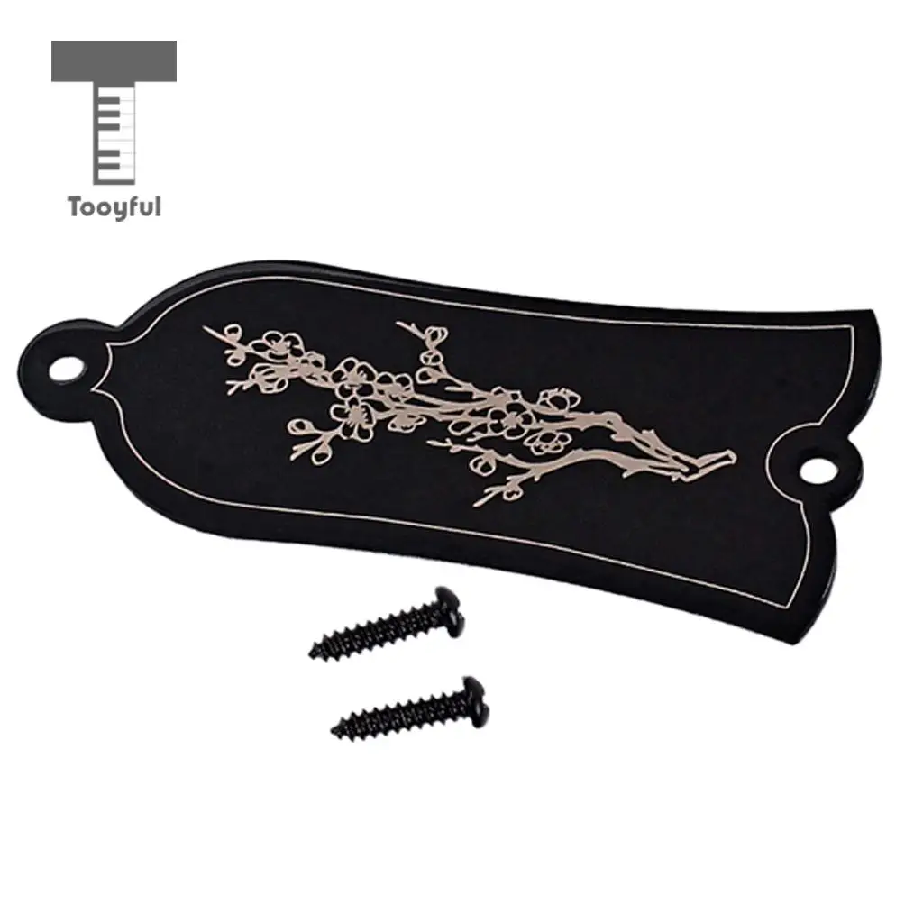 Tooyful Durable DIY Alloy Flower Pattern Truss Rod Cover Set for LP Electric Guitar Replacement Parts