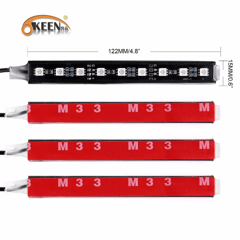 4-st-cke-Auto-RGB-LED-Streifen-Licht-Led-streifen-16-farben-Auto-Styling-Dekorative-Atmosph (2)