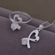 Высокого качества серебряные ювелирные изделия ожерелье кольцо WT-458