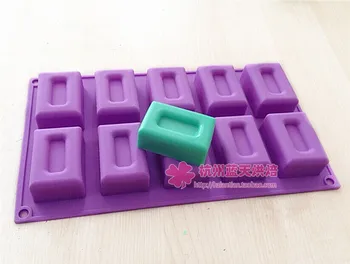 

10 hole rectangle silica gel cake mold handmade soap baking tools pudding mold kitchen tools10pcs