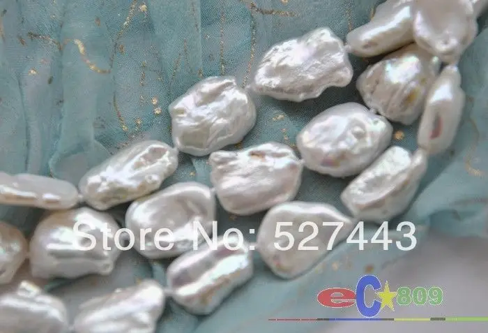 

Wholesale 3row 8" 20mm white baroque keshi reborn pearl bracelet mabe clasp